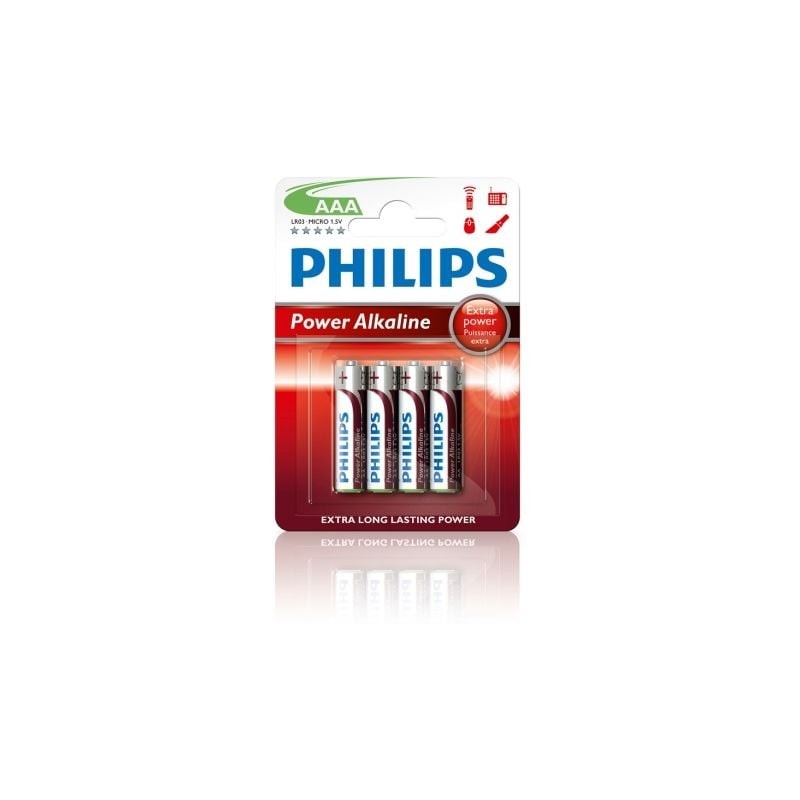 Pack de 4 Pilas AAA Philips LR03P4B-10- 1-5V- Alcalinas