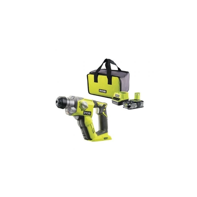 Martillo Percutor Sin Cable Ryobi ONE+ R18SDS-125S- 1 Batería 18V 2-5 Ah- Cargador 2-0 A- Bolsa de Transporte