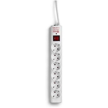 Regleta con interruptor Salicru SAFE 6- 6 Tomas de corriente- Cable 1-5m- Blanca