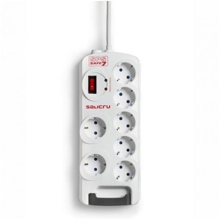 Regleta con interruptor Salicru SAFE 7- 7 Tomas de corriente- Cable 1-8m- Blanca