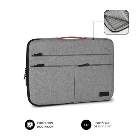 Funda Subblim Air Padding 360 Sleeve para Portátiles hasta 14"- Gris Claro