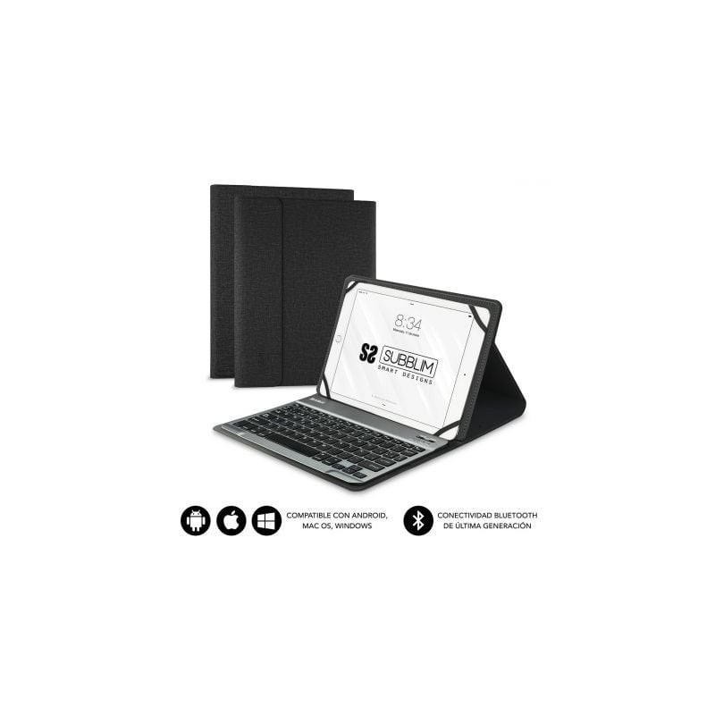 Funda con Teclado Subblim Keytab Pro Bluetooth para Tablets de 10-1"-10-8"- Negra