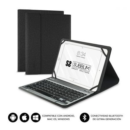 Funda con Teclado Subblim Keytab Pro Bluetooth para Tablets de 10-1"-10-8"- Negra