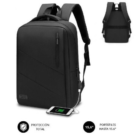 Mochila Subblim City Backpack para Portátiles hasta 15-6"- Puerto USB- Negra