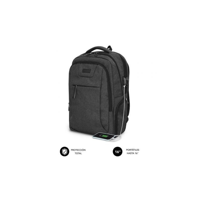 Mochila Subblim Professional Air Padding Backpack para Portátiles hasta 16"- Puerto USB- Negra