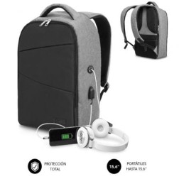 Mochila Subblim Secure V2 AP para Portátiles hasta 15-6"- Puerto USB- Antirrobo- Gris