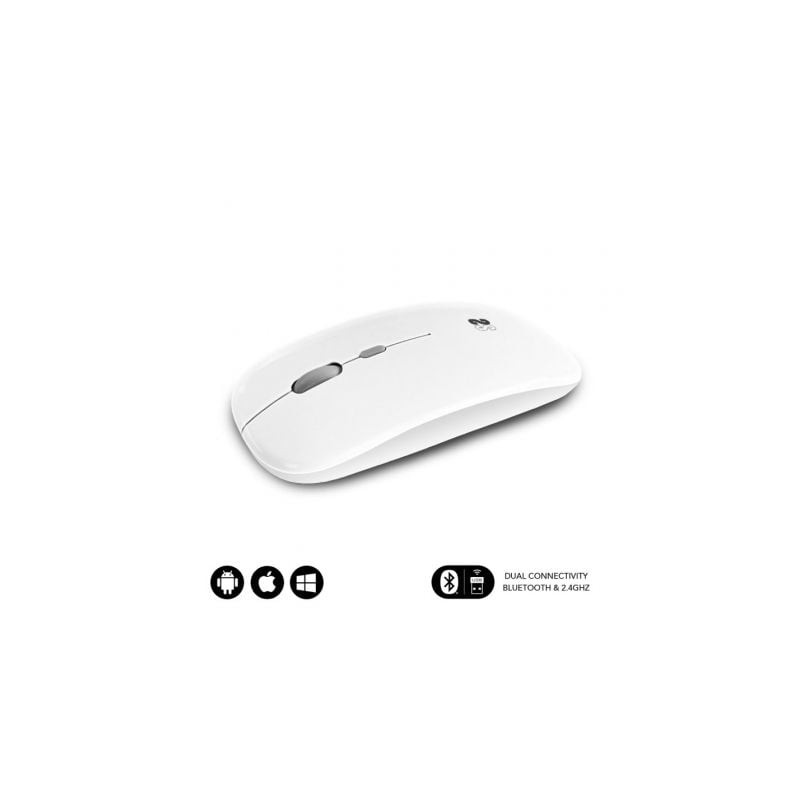 Ratón Inalámbrico por Bluetooth Subblim Dual Flat- Batería recargable- Hasta 1600 DPI- Blanco