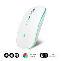 Ratón Inalámbrico por Bluetooth Subblim LED Dual Flat- Batería recargable- Hasta 1600 DPI- Blanco