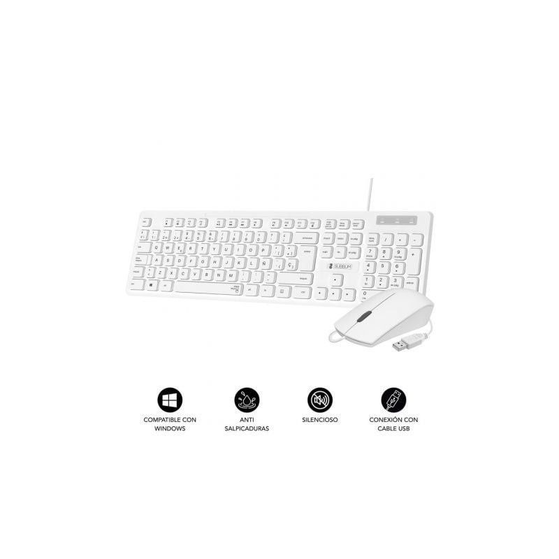 Teclado y Ratón Subblim Combo Business Slim Silencioso- Blanco