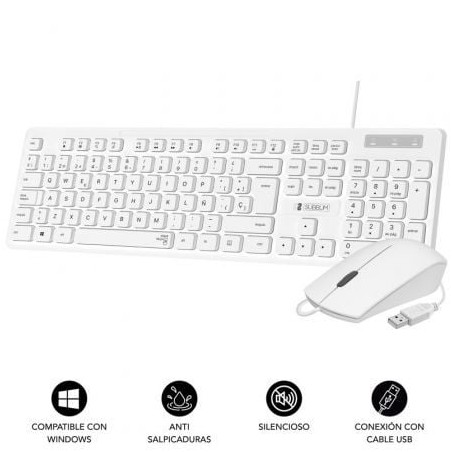 Teclado y Ratón Subblim Combo Business Slim Silencioso- Blanco