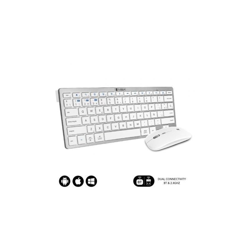 Teclado y Ratón Inalámbrico Subblim OCO010 Combo Multidispositivo Compacto- Plata