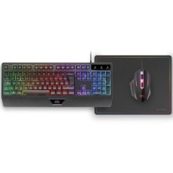 Pack Gaming Mars Gaming MCP124- Teclado H-MECH + Ratón Óptico + Alfombrilla- Negro