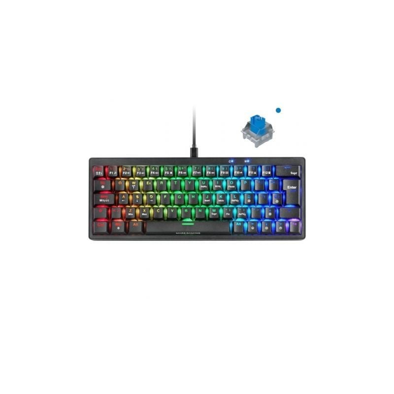 Teclado Gaming Mecánico Mars Gaming MKMINIPRO- Switch Azul- Negro