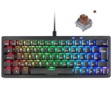 Teclado Gaming Mecánico Mars Gaming MKMINIPRO- Switch Marrón- Negro