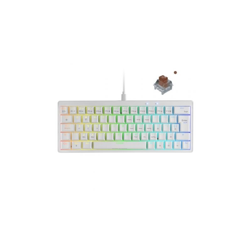 Teclado Gaming Mecánico Mars Gaming MKMINIPRO- Switch Marrón- Blanco