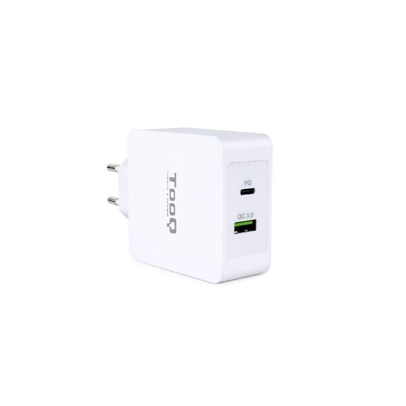 Cargador de Pared TooQ TQWC-2SC03WT- 1xUSB Tipo-C- 1xUSB- 48W