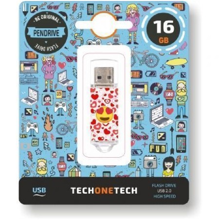 Pendrive 16GB Tech One Tech Emojis Heart Eyes USB 2-0