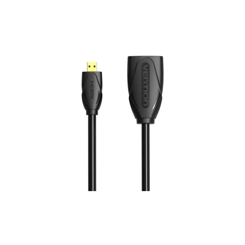 Cable Alargador Micro HDMI 4K Vention ABBBF- Micro HDMI Macho - HDMI Hembra- 1m- Negro