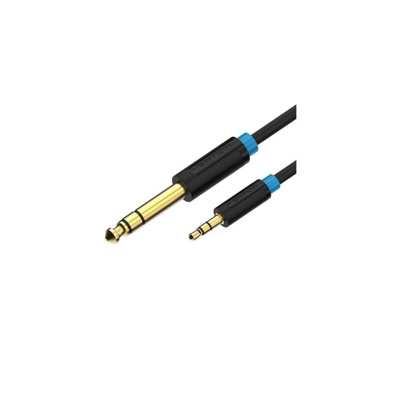 Cable Estéreo Vention BABBI- Jack 6-5 Macho - Jack 3-5 Macho- 3m- Negro