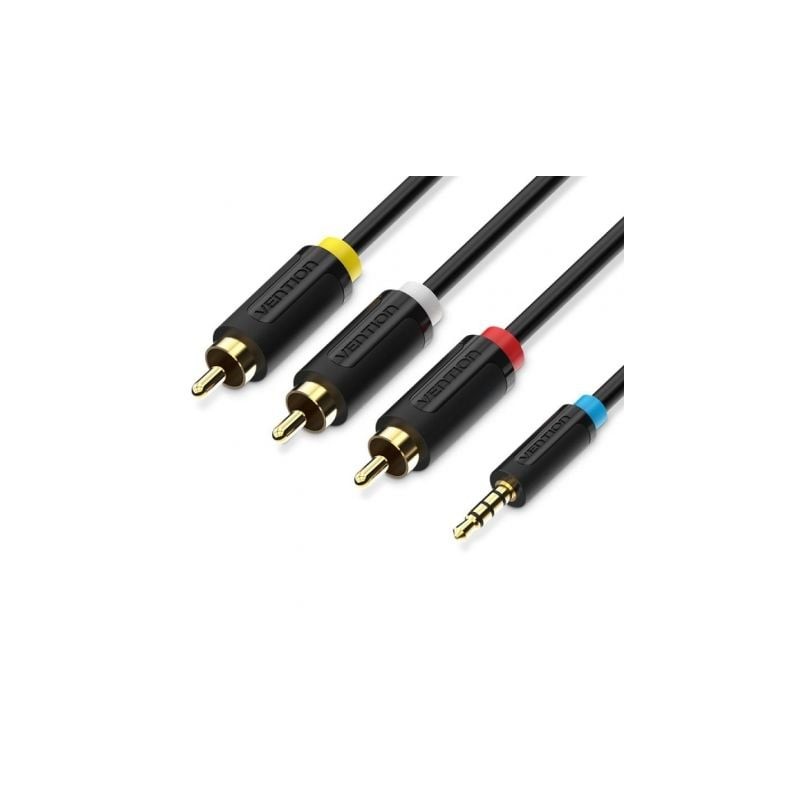 Cable Estéreo Vention BCBBG- Jack 3-5 Macho - 3x RCA Macho- 1-5m- Negro