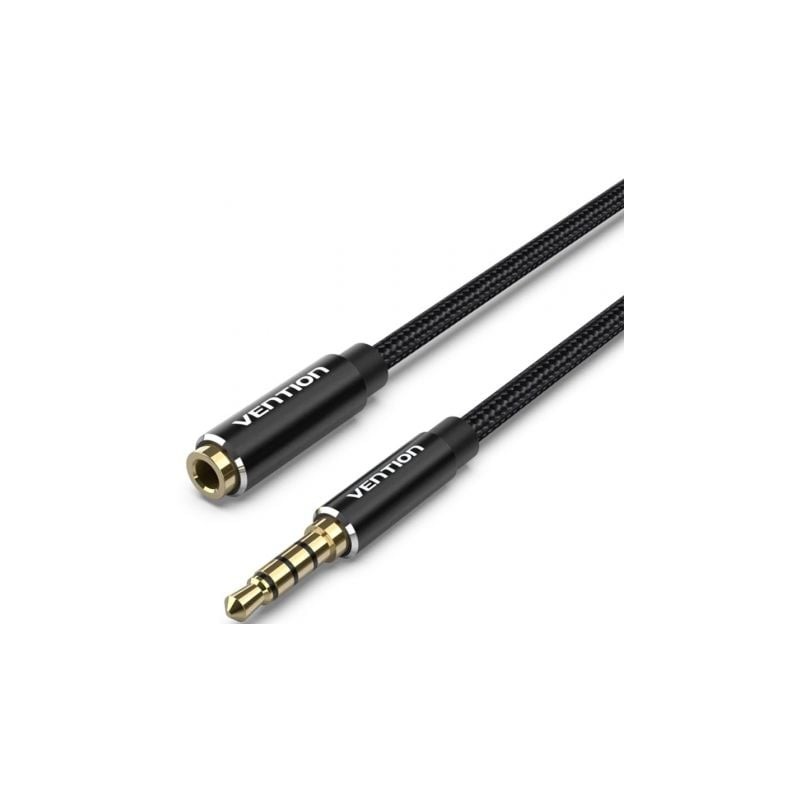 Cable Estéreo Vention BHCBF- Jack 3-5 Macho - Jack 3-5 Hembra- 1m- Negro