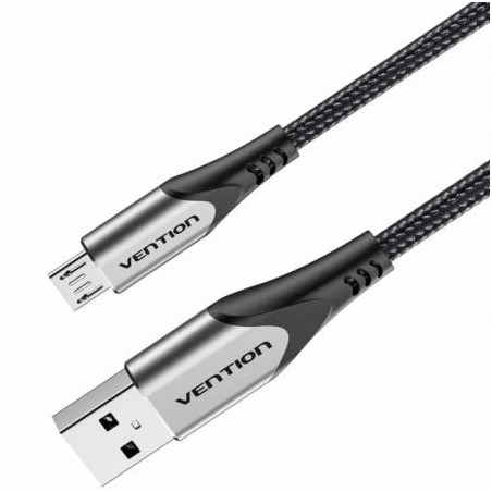 Cable USB 2-0 Vention COAHH- microUSB Macho - USB Macho- Hasta 60W- 480Mbps- 2m- Gris