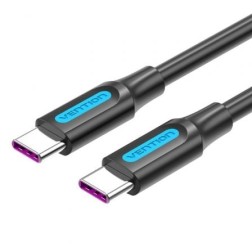 Cable USB 2-0 Tipo-C Vention COTBF- USB Tipo-C Macho - USB Tipo-C Macho- Hasta 100W- 480Mbps- 1m- Negro