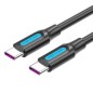 Cable USB 2-0 Tipo-C Vention COTBF- USB Tipo-C Macho - USB Tipo-C Macho- Hasta 100W- 480Mbps- 1m- Negro