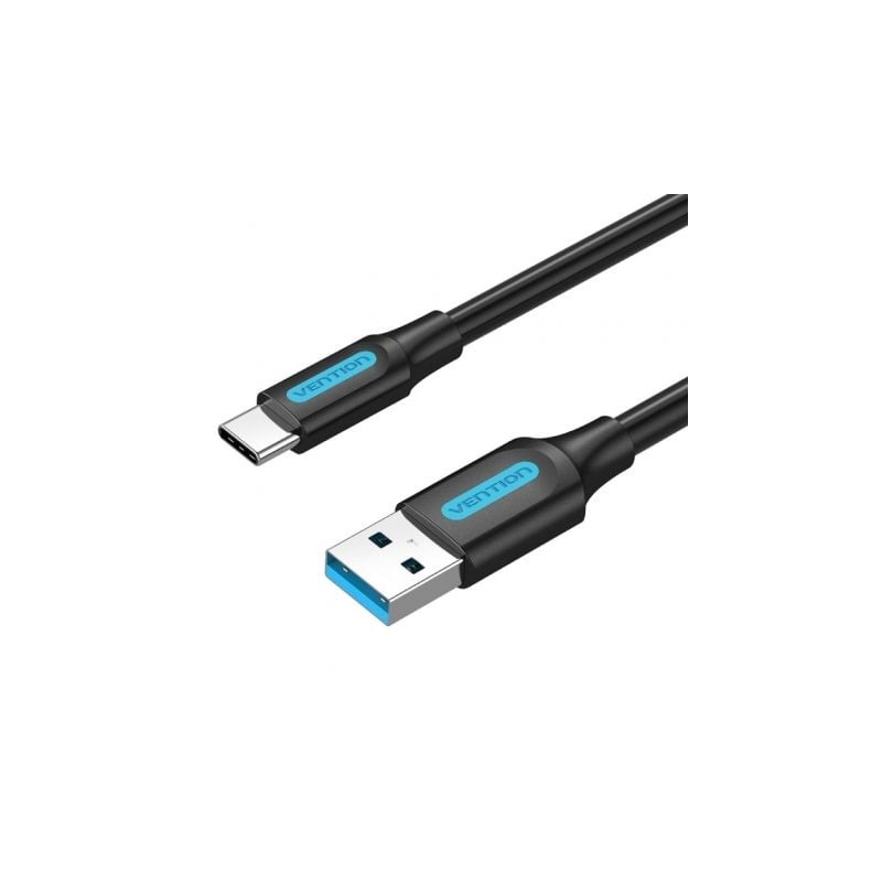 Cable USB 3-0 Tipo-C Vention COZBC- USB Macho - USB Tipo-C Macho- Hasta 60W- 5Gbps- 25cm- Negro