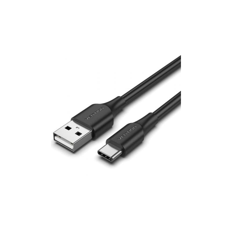 Cable USB 2-0 Tipo-C Vention CTHBC- USB Tipo-C Macho - USB Macho- Hasta 60W- 480Mbps- 25cm- Negro