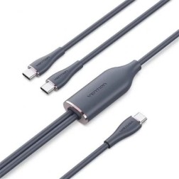 Cable USB 2-0 Tipo-C Vention CTMBG- USB Tipo-C Macho - 2 x USB Tipo-C Macho- Hasta 100W- 480Mbps- 1-5m- Negro