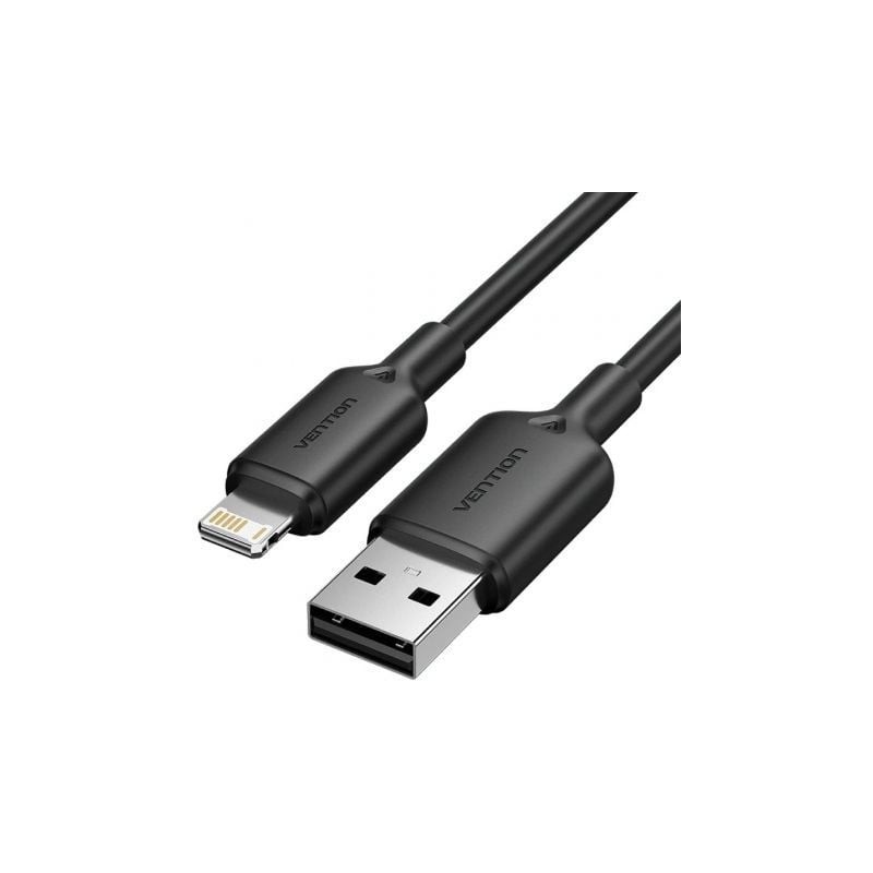 Cable USB 2-0 Lightning Vention LAMBH- USB Macho - Lightning Macho- 480Mbps- 2m- Negro