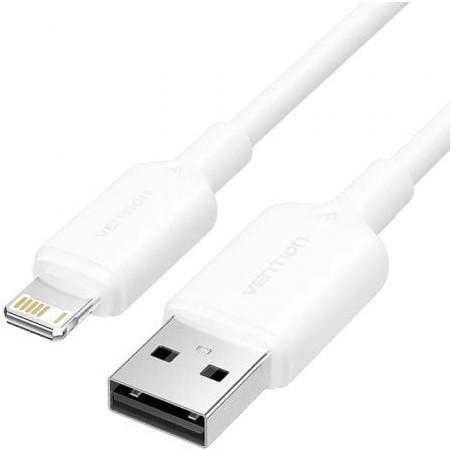 Cable USB 2-0 Lightning Vention LAMWH- USB Macho - Lightning Macho- 480Mbps- 2m- Blanco