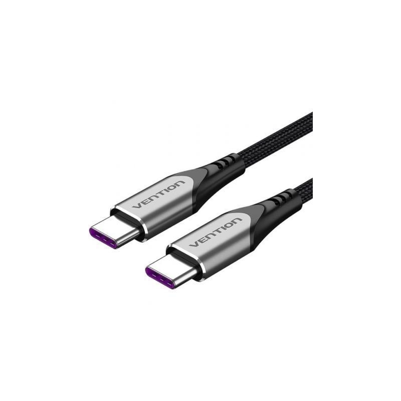 Cable USB 2-0 Tipo-C 5A 100W Vention TAEHF- USB Tipo-C Macho - USB Tipo-C Macho- 1m- Gris