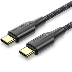 Cable USB 2-0 Tipo-C 3A Vention TAUBF- USB Tipo-C Macho - USB Tipo-C Macho- Hasta 60W- 480Mbps- 1m- Negro