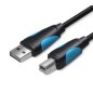 Cable USB 2-0 Impresora Vention VAS-A16-B300- USB Tipo-B Macho - USB Macho- 3m- Negro