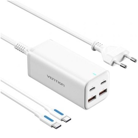 Cargador de Pared Vention FBSWG-EU- 2xUSB Tipo-C + Cable USB Tipo-C- 2xUSB- 100W