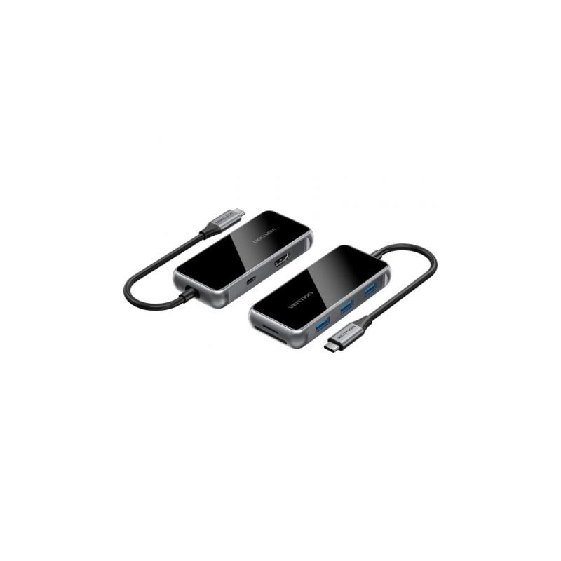 Docking USB Tipo-C Vention TFMHB- 1xHDMI- 3xUSB- 1xUSB Tipo-C PD- 1xLector Tarjetas SD y MicroSD- Gris