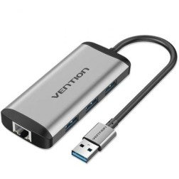 Hub USB 3-0 Vention CKBHB- 3xUSB- 1xRJ45- Gris