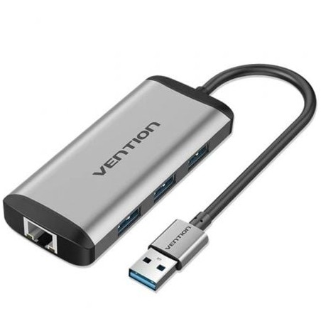 Hub USB 3-0 Vention CKBHB- 3xUSB- 1xRJ45- Gris