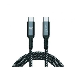 Cable USB 3-1 Tipo-C Woxter PE26-184- USB Tipo-C Macho - USB Tipo-C Macho- Hasta 100W- 10Gbps- 2m- Negro