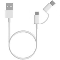 Cable USB 2-0 Xiaomi Mi 2-in-1 USB Cable SJV4082TY USB Macho - Micro USB Macho- USB Tipo-C Macho- 1m- Blanco