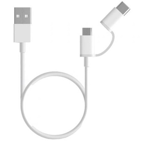 Cable USB 2-0 Xiaomi Mi 2-in-1 USB Cable SJV4082TY USB Macho - Micro USB Macho- USB Tipo-C Macho- 1m- Blanco