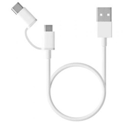 Cable USB 2-0 Xiaomi SJV4083TY- USB Macho - Micro USB Macho- USB Tipo-C Macho- 30cm- Blanco