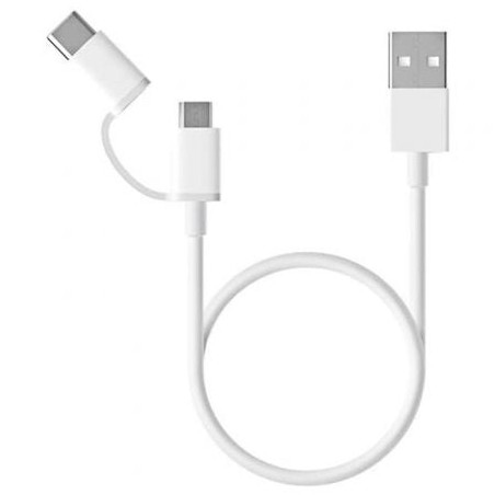 Cable USB 2-0 Xiaomi SJV4083TY- USB Macho - Micro USB Macho- USB Tipo-C Macho- 30cm- Blanco