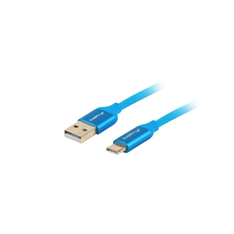 CABLE USB LANBERG 2-0 MACHO-USB C MACHO QUICK CHARGE 3-0 1M AZUL