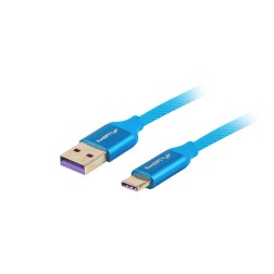 CABLE USB LANBERG 2-0 MACHO-USB C MACHO 5A 1M AZUL