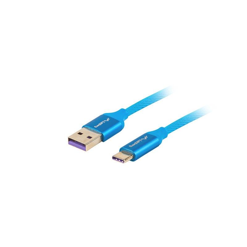 CABLE USB LANBERG 2-0 MACHO-USB C MACHO 5A 1M AZUL