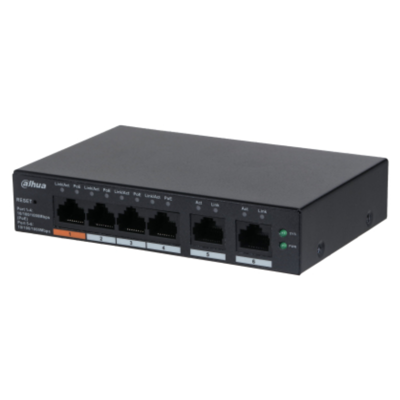 SWITCH IT DAHUA DH-CS4006-4GT-60 GIGABIT SWITCH WITH 4-PORT POE