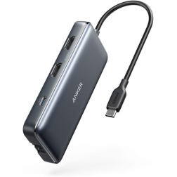 HUB USB ANKER TIPO C A 2xUSB 3-0 2xHDMI 1xSD+microSD 1xETHERNET 1xTIPO C NEGRO